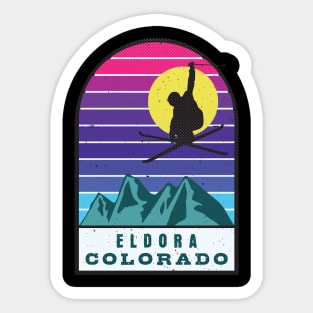 Ski Eldora Colorado Retro Sunset Sticker
